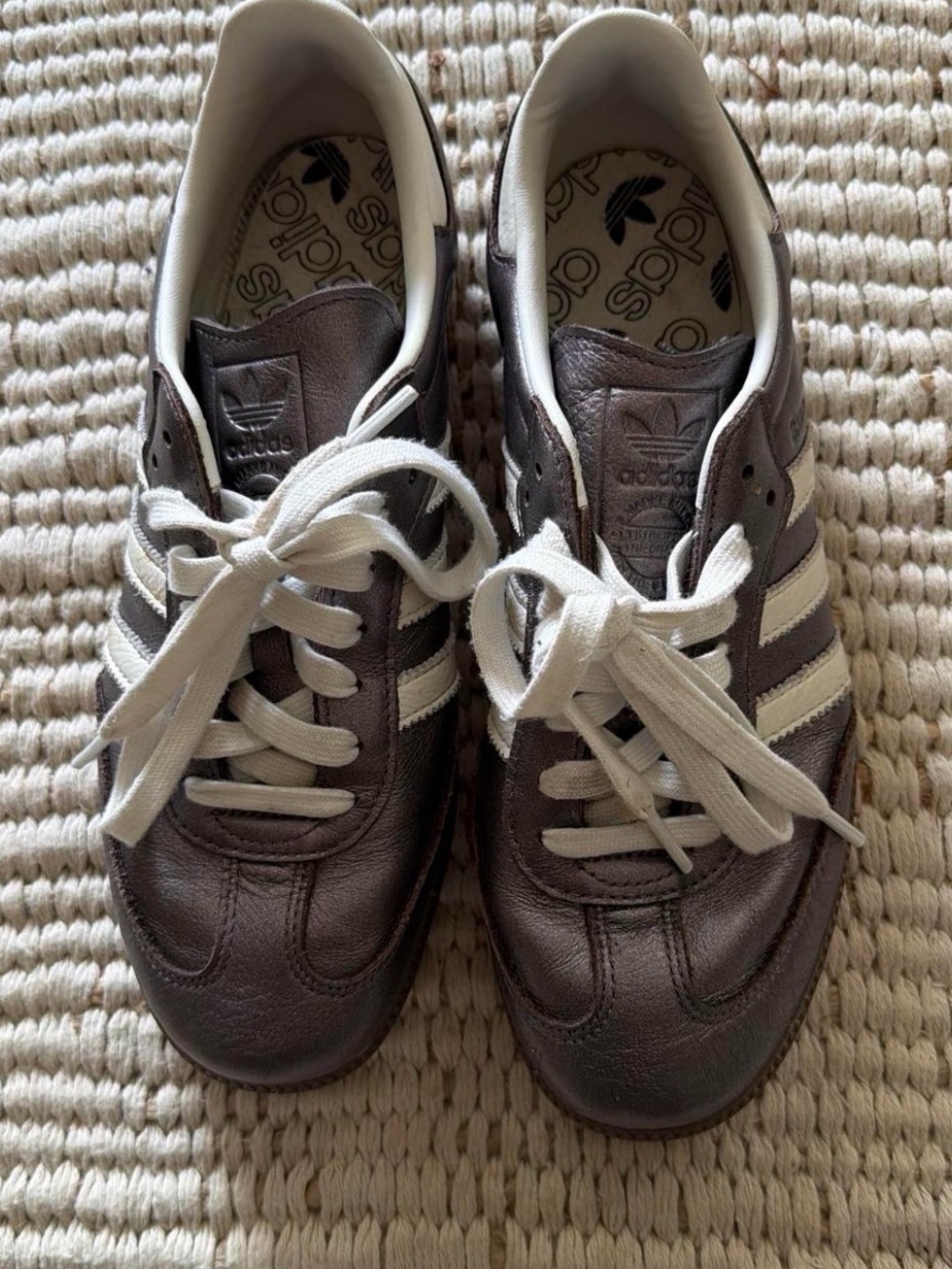 adidas Sambas metallic Leather Sneakers with White Stripes and Laces